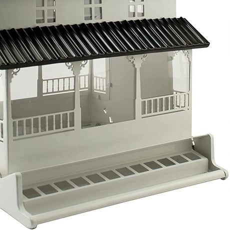 WoodLink Rustic Farmhouse Absolute® White Farmhouse squirrel-resistant bird feeder with double-sided design.